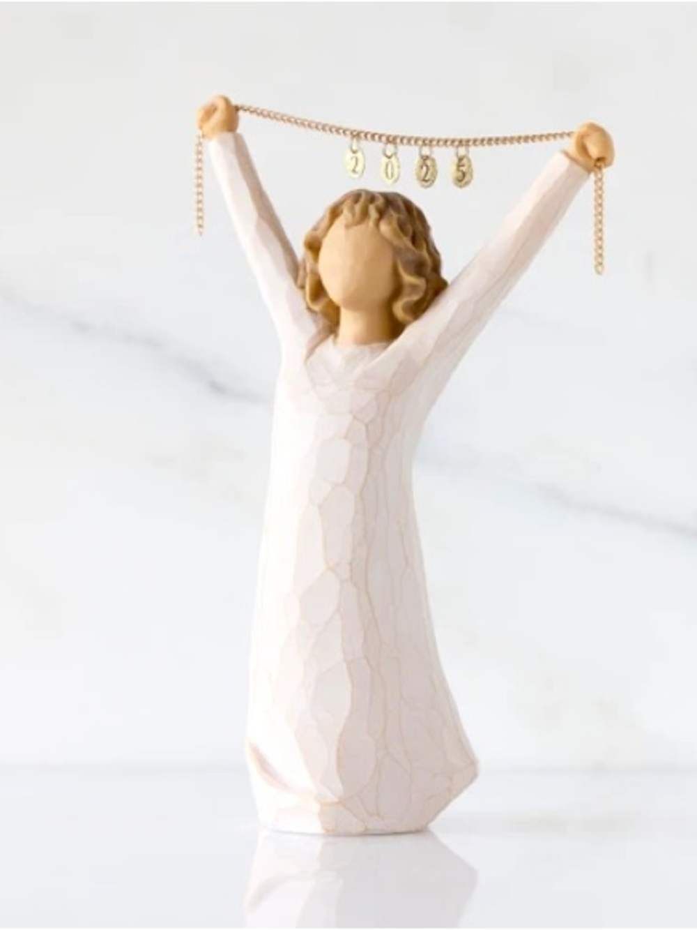 Willow Tree Figurine in Cream with Gold Banner